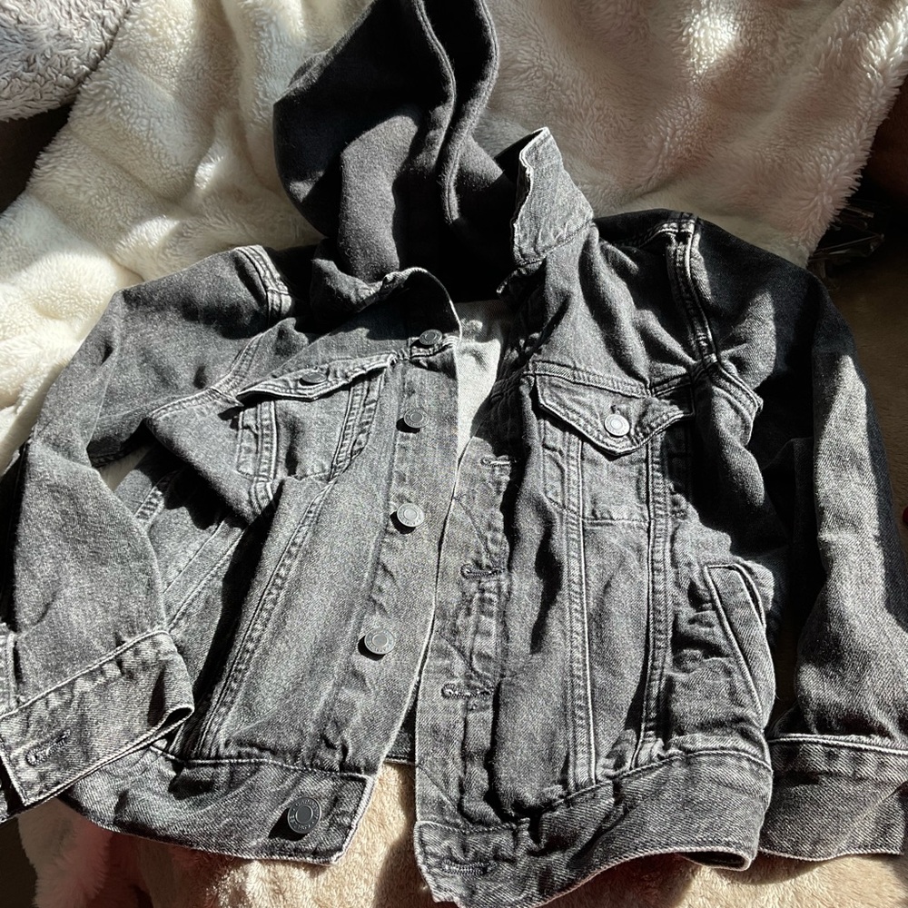 GAP Dark Gray Jean Jacket with Hood